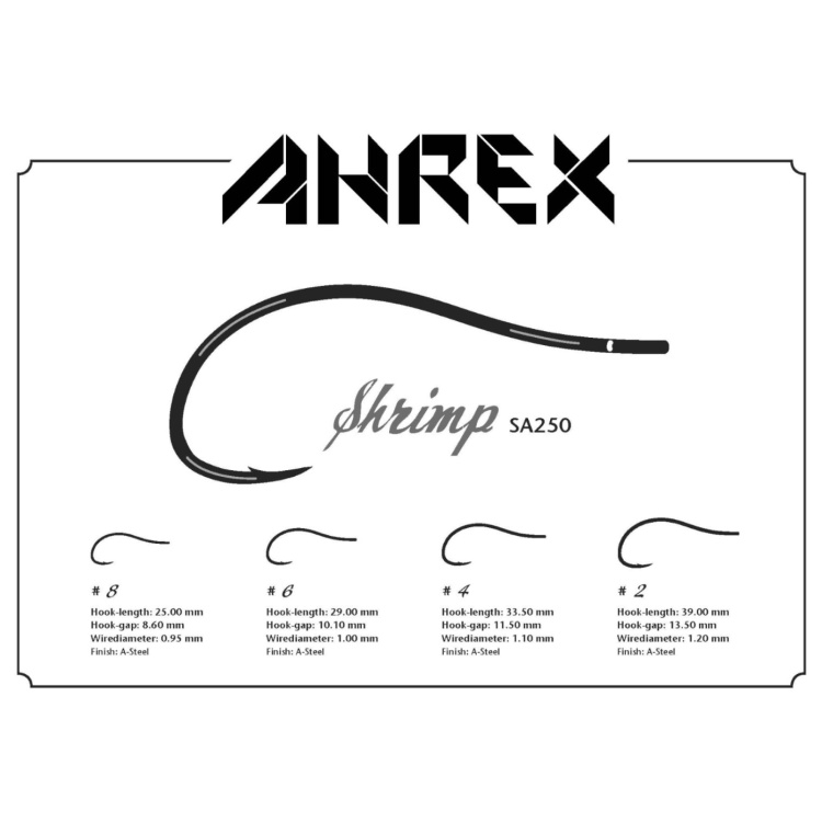 Ahrex Sa250 Sa Shrimp #4 Trout Fly Tying Hooks Wide Gap Perfect For Bonefish and Other Species